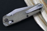 Kershaw Bel-Air Manual - Green Canvas Micarta Handle / Clip Point Blade / Stonewash Finish / CPM-Magnacut Steel 6106 - Northwest Knives