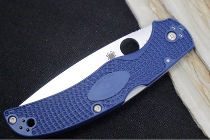 Spyderco Native Chief - SPY27 Steel / Drop Point Blade / Satin Finish / Blue FRN Handle Scales C244PCBL