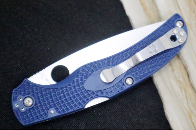 Spyderco Native Chief - SPY27 Steel / Drop Point Blade / Satin Finish / Blue FRN Handle Scales C244PCBL