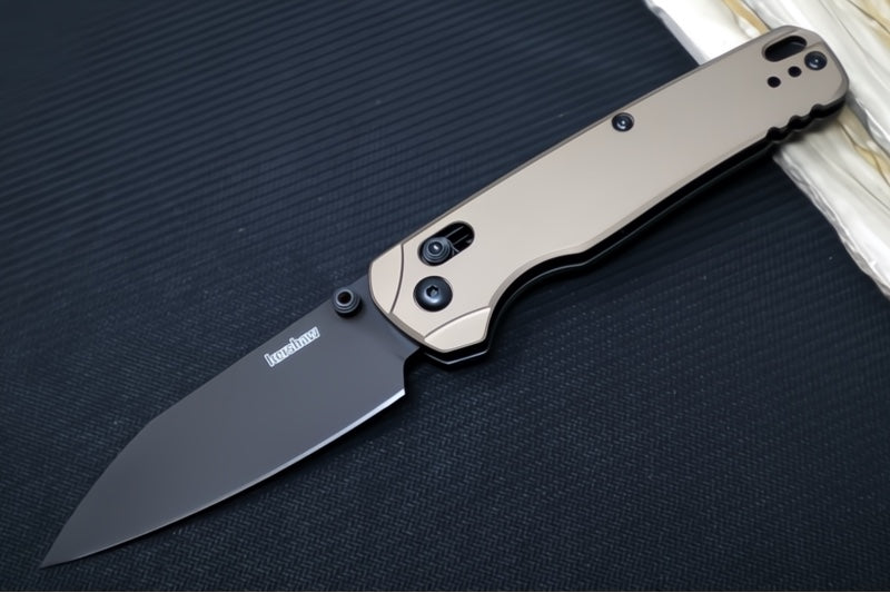 Kershaw Bel-Air XL Manual - FDE Anodized Aluminum Handle / Reverse Tanto Blade / Black Cerakote Finish / CPM-Magnacut Steel 6110FDE