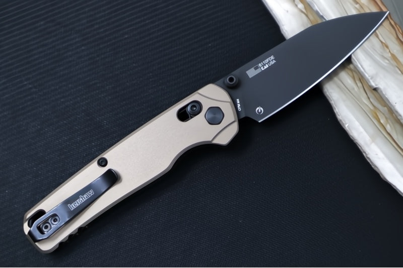 Kershaw Bel-Air XL Manual - FDE Anodized Aluminum Handle / Reverse Tanto Blade / Black Cerakote Finish / CPM-Magnacut Steel 6110FDE