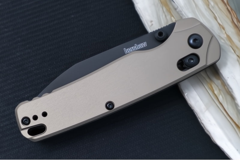 Kershaw Bel-Air XL Manual - FDE Anodized Aluminum Handle / Reverse Tanto Blade / Black Cerakote Finish / CPM-Magnacut Steel 6110FDE