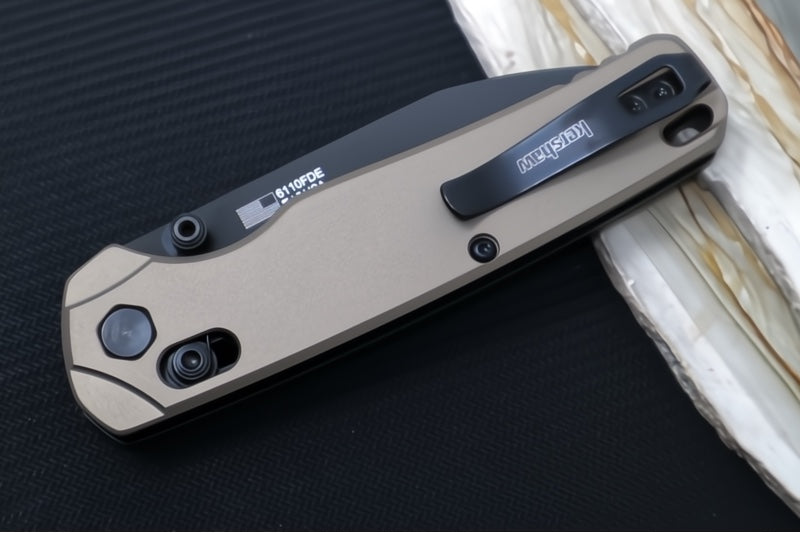 Kershaw Bel-Air XL Manual - FDE Anodized Aluminum Handle / Reverse Tanto Blade / Black Cerakote Finish / CPM-Magnacut Steel 6110FDE
