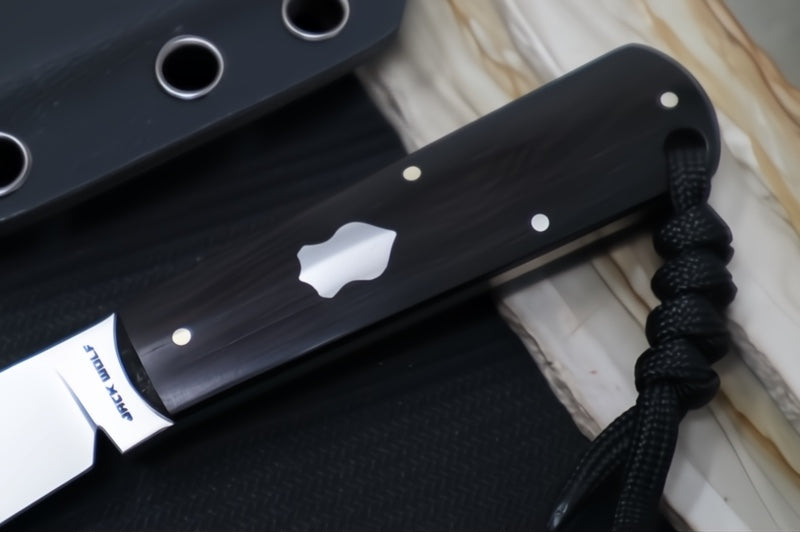 Jack Wolf Knives Gateway FIXedc Knife - Ebony Wood Handle / Clip Point Blade / Sandvik 14C28N Steel / Satin Finish