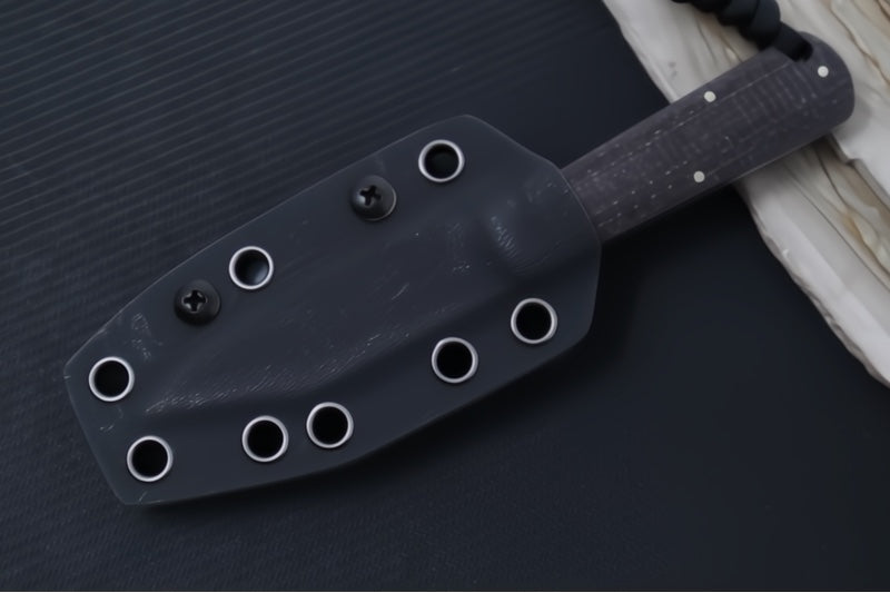 Jack Wolf Knives Gateway FIXedc Knife - Bison Jute Micarta Handle / Clip Point Blade / Sandvik 14C28N Steel / Satin Finish