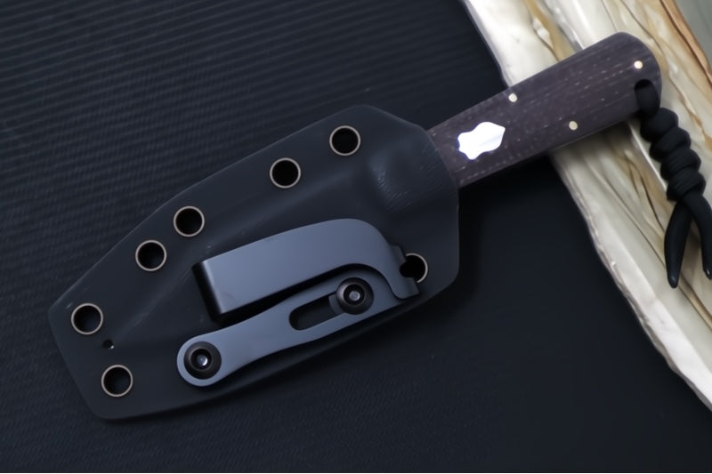 Jack Wolf Knives Gateway FIXedc Knife - Bison Jute Micarta Handle / Clip Point Blade / Sandvik 14C28N Steel / Satin Finish