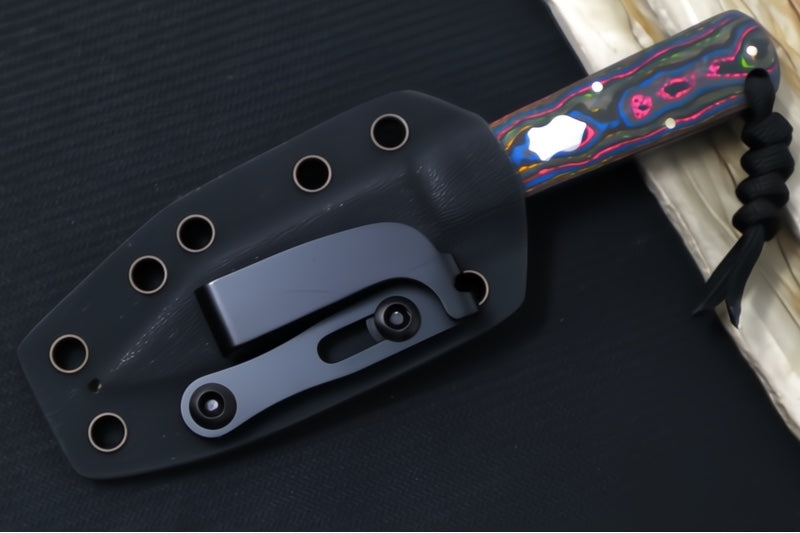 Jack Wolf Knives Gateway FIXedc Knife - Camocarbon 80s Handle / Clip Point Blade / Sandvik 14C28N Steel / Satin Finish