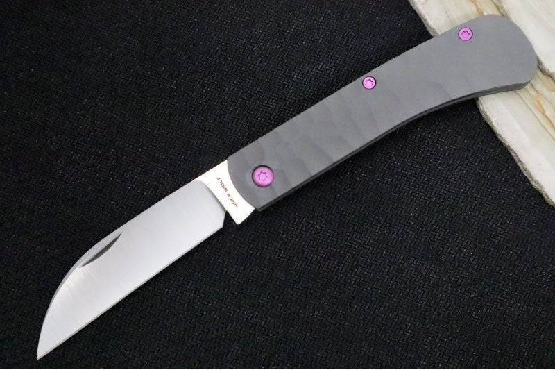 Jack Wolf Knives Venom Jack Slip Joint - Rock Patterned Titanium Handle / Bead Blasted Titanium Bolsters / CPM-S90V Steel