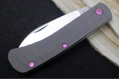 Jack Wolf Knives Venom Jack Slip Joint - Rock Patterned Titanium Handle / Bead Blasted Titanium Bolsters / CPM-S90V Steel