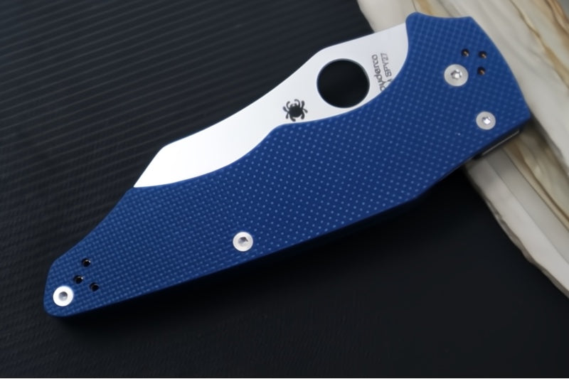 Spyderco YoJumbo - Cobalt Blue G-10 Handles / Satin Finish / Wharncliffe Blade / CPM-SPY27 Steel C253GPCBL