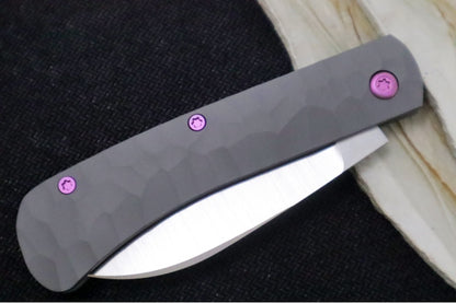 Jack Wolf Knives Venom Jack Slip Joint - Rock Patterned Titanium Handle / Bead Blasted Titanium Bolsters / CPM-S90V Steel