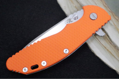 Rick Hinderer Knives XM-24 - 4" Spearpoint Blade / CPM-S45VN / Orange G-10 / Stonewashed Titanium Frame