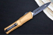 Microtech Combat Troodon OTF Gen III - Black Finish / Dagger Blade / Tan Anodized Aluminum Handle - 1142-1TTA - Northwest Knives