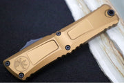 Microtech Combat Troodon OTF Gen III - Black Finish / Dagger Blade / Tan Anodized Aluminum Handle - 1142-1TTA - Northwest Knives