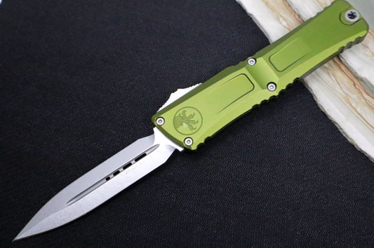 Microtech Combat Troodon OTF Gen III - Stonewash Finish / Dagger Blade / OD Green Anodized Aluminum Handle - 1142-10OD