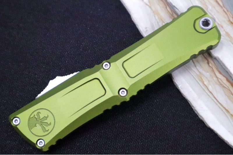 Microtech Combat Troodon OTF Gen III - Stonewash Finish / Dagger Blade / OD Green Anodized Aluminum Handle - 1142-10OD - Northwest Knives