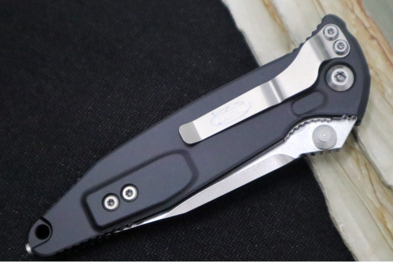 Microtech SOCOM Elite - Single Edge with Partial Serrates / Stonewashed Finish / Black Anodized Aluminum Handle with Black Inserts 160-11 - Northwest Knives