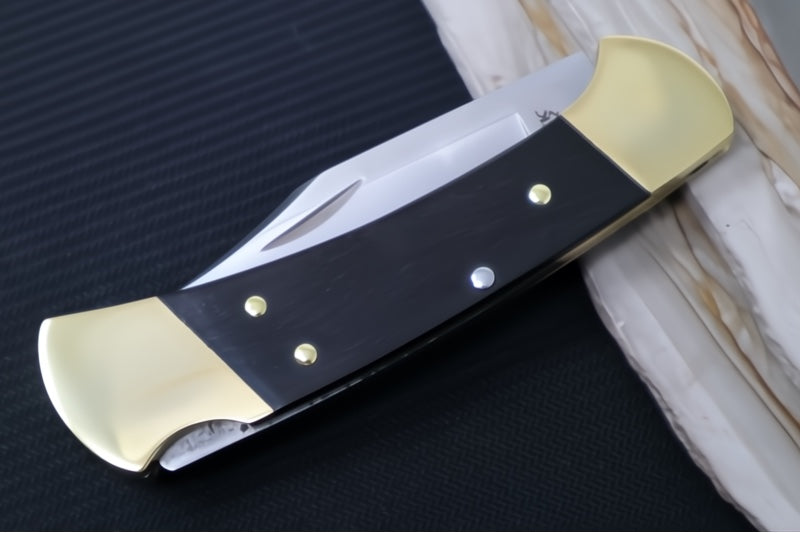Buck 112 Slim Heritage Elite Knife- Clip Point Blade / Stainless Steel / Ebony Wood Handle - Northwest Knives
