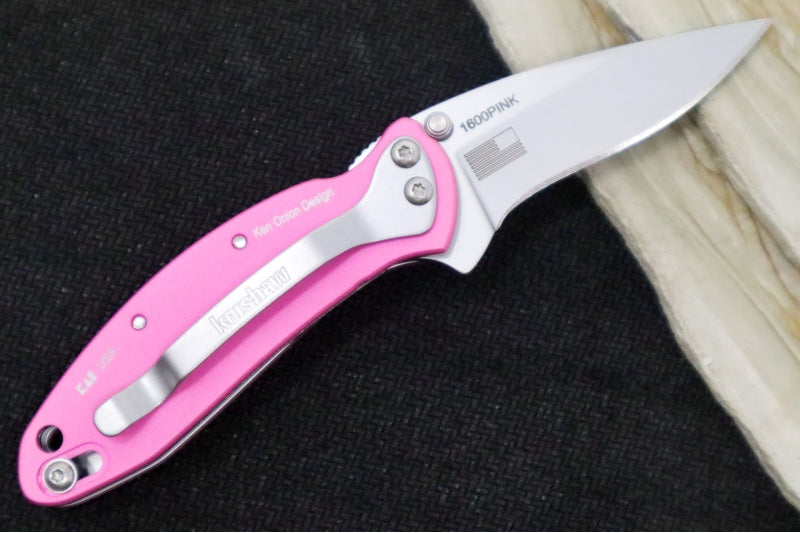 Kershaw 1600 Chive Flipper - Satin Blade / Pink Handle