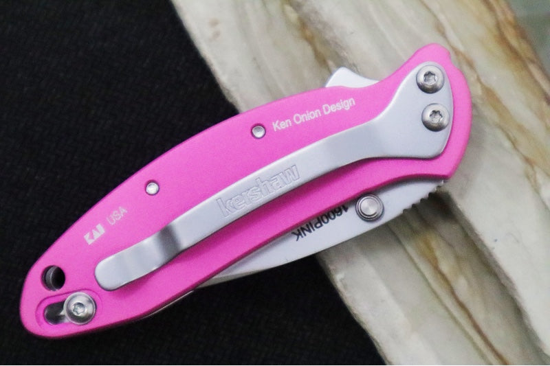 Kershaw 1600 Chive Flipper - Satin Blade / Pink Handle