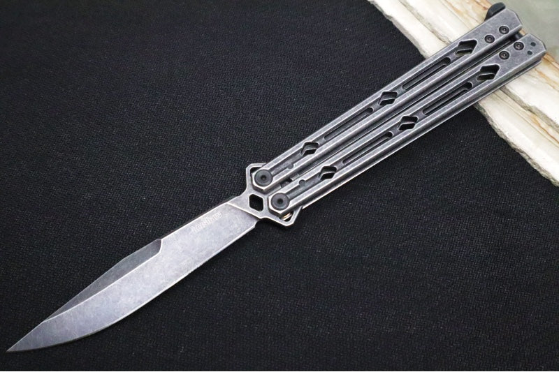 Kershaw Lucha Balisong - Blackwash 14C28N Steel Blade / Blackwash Stainless Steel Handle 5150BW - Northwest Knives
