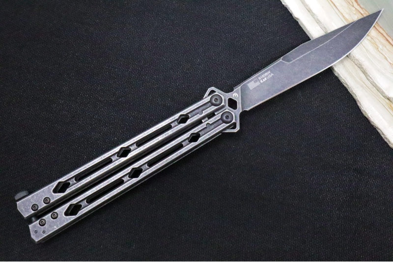 Kershaw Lucha Balisong - Blackwash 14C28N Steel Blade / Blackwash Stainless Steel Handle 5150BW - Northwest Knives