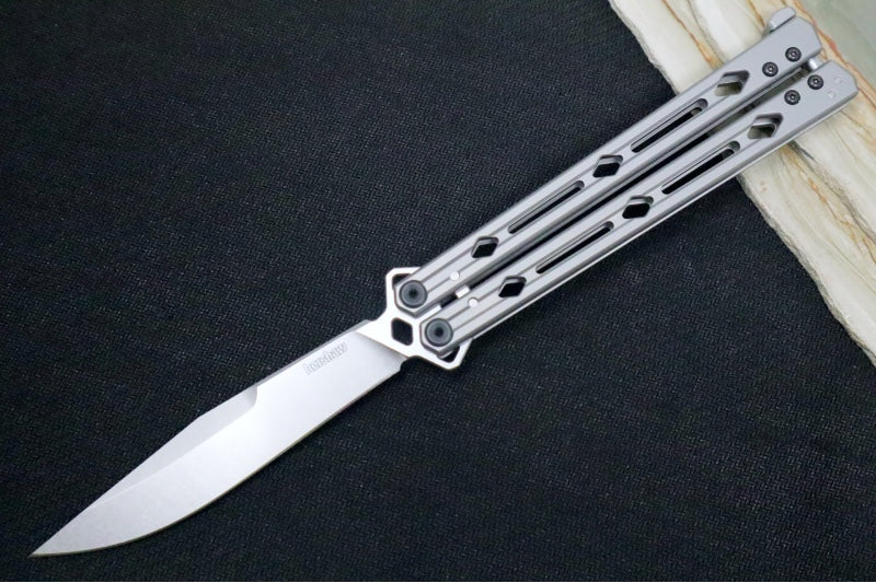 Kershaw Lucha Balisong - Stonewash 14C28N Steel Blade / Stainless Steel Handle 5150 - Northwest Knives