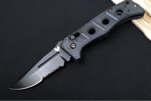 Garage Sale Benchmade Adams Auto 2750SBK - Black G-10 Handles / Black Cerakote Finish / Serrated Drop Point Blade / D2 Steel - Northwest Knives