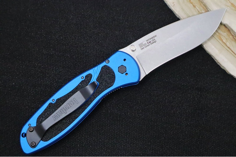 Kershaw 1670NBSW Blur Assisted Knife - Stonewash Blade / Blue Handle - Northwest Knives