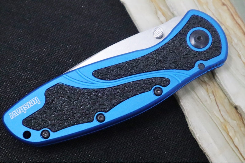 Kershaw 1670NBSW Blur Assisted Knife - Stonewash Blade / Blue Handle