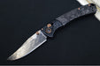 Benchmade 15085BK-2601 Limited Edition Mini Crooked River - Carbon Fiber Handle & Black Anodized Aluminum Bolsters / Black DLC Coated Deep Etch Rose Damasteel Blade / Copper PVD Coated Hardware & Accents - Northwest Knives