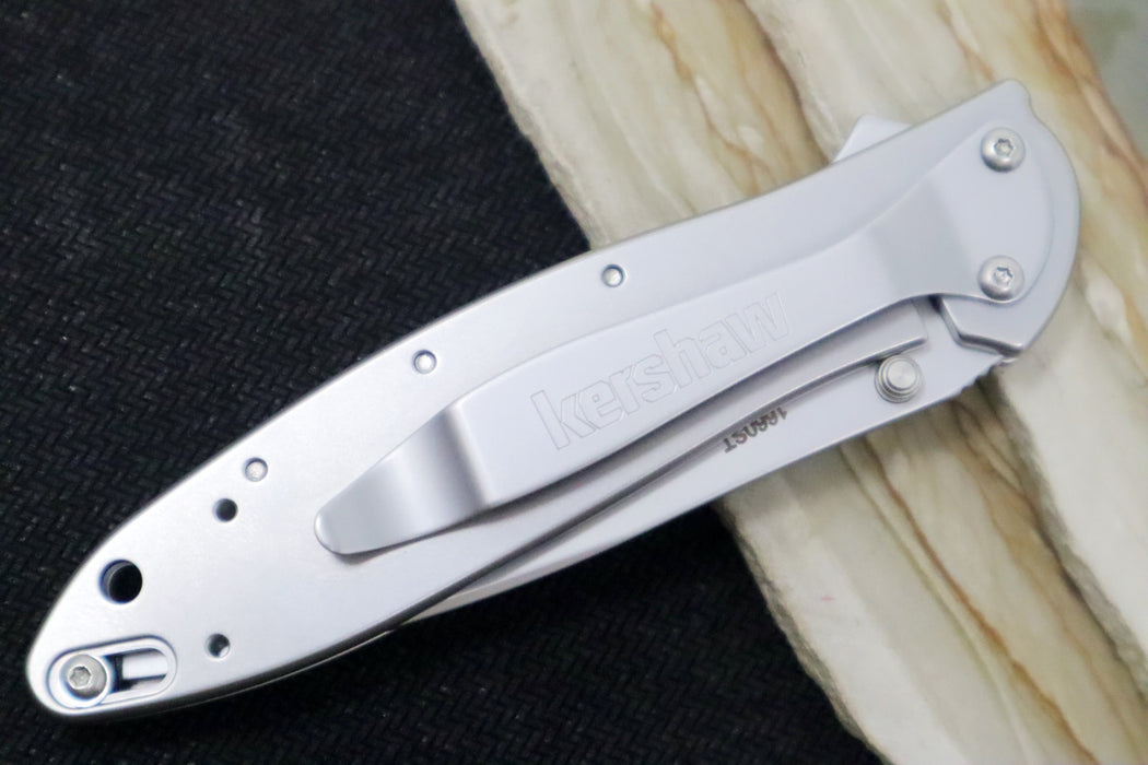 Kershaw 1660ST Leek Flipper - Satin Partial Serrated Blade / Stainless Steel Handle