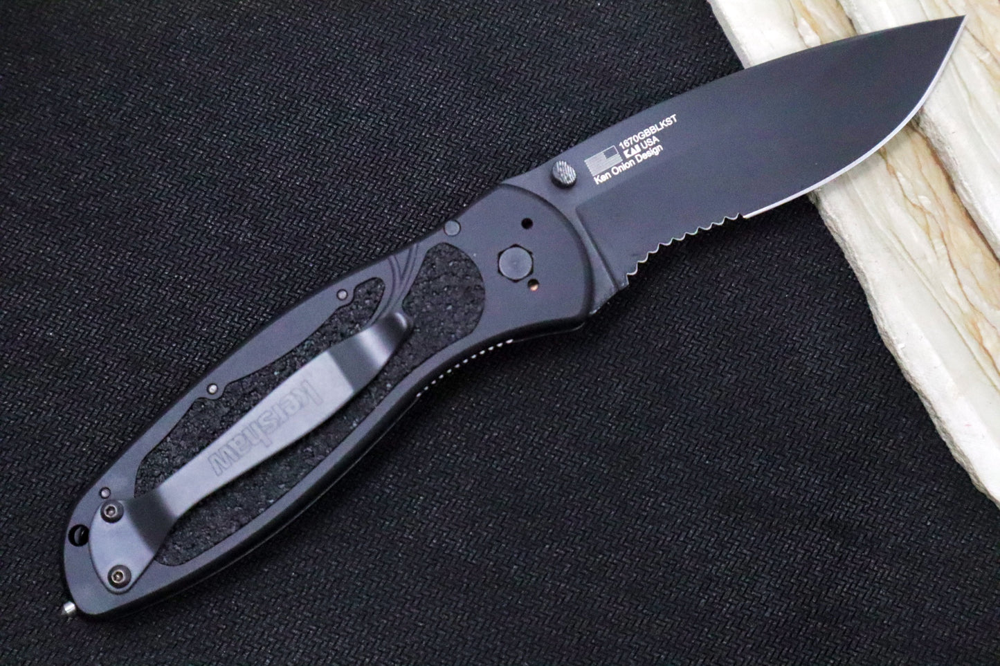 Kershaw 1670GBBLKST Blur Glassbreaker - Black 14C28N Blade / Black Anodized Aluminum Handle / Glass Breaker