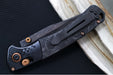 Benchmade 15085BK-2601 Limited Edition Mini Crooked River - Carbon Fiber Handle & Black Anodized Aluminum Bolsters / Black DLC Coated Deep Etch Rose Damasteel Blade / Copper PVD Coated Hardware & Accents - Northwest Knives