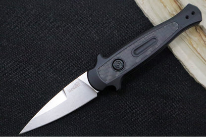 Kershaw 7125 Launch 12 Auto - 154CM Stonewash Blade / Black Aluminum Handle with Carbon Fiber Insert