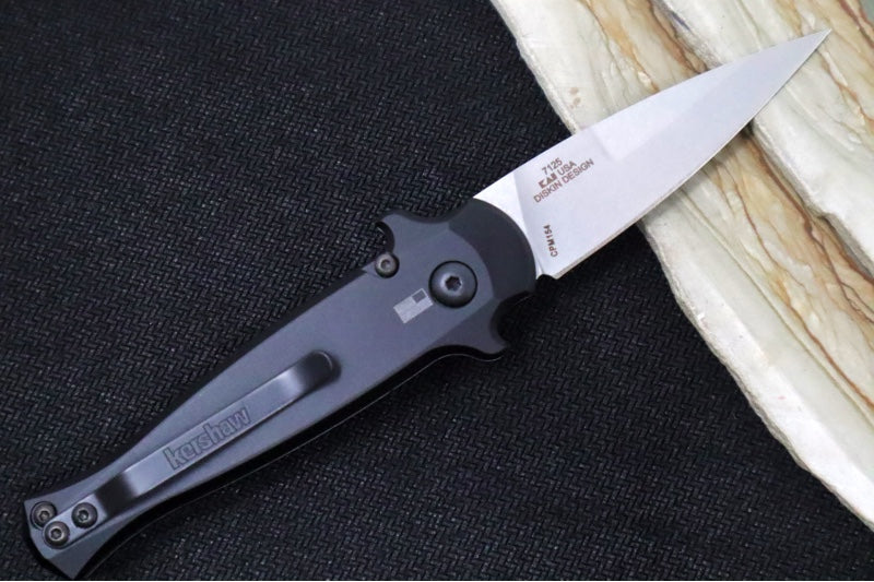 Kershaw 7125 Launch 12 Auto - 154CM Stonewash Blade / Black Aluminum Handle with Carbon Fiber Insert - Northwest Knives