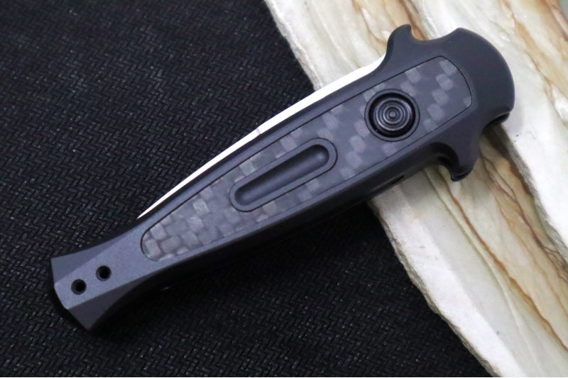 Kershaw 7125 Launch 12 Auto - 154CM Stonewash Blade / Black Aluminum Handle with Carbon Fiber Insert