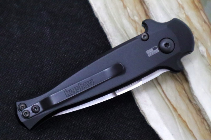 Kershaw 7125 Launch 12 Auto - 154CM Stonewash Blade / Black Aluminum Handle with Carbon Fiber Insert