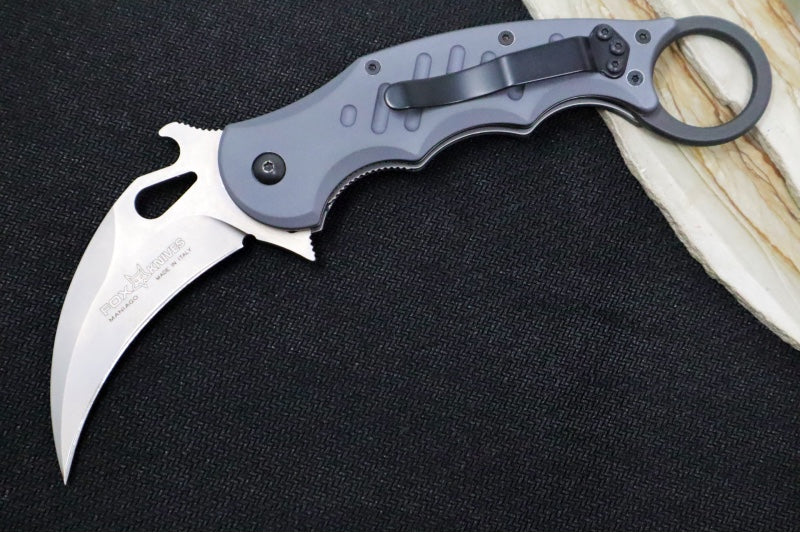 Fox Knives Karambit - Grey Aluminum Handle / N690Co Blade / Emerson Wave - 01FX478