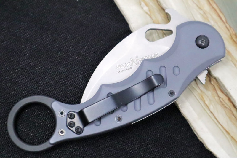 Fox Knives Karambit - Grey Aluminum Handle / N690Co Blade / Emerson Wave - 01FX478