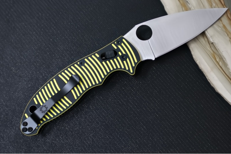 Spyderco Manix 2 Salt - Caribbean Bi-Directional Texture Patterned Black & Yellow G-10 Handle / Satin Finished Blade / CPM-Magnacut Steel C101GBKYLMCP2 - Northwest Knives