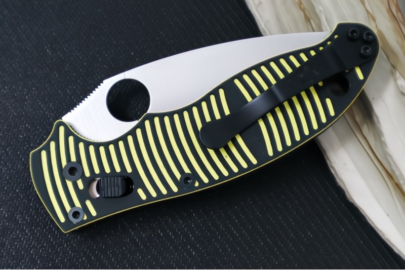 Spyderco Manix 2 Salt - Caribbean Bi-Directional Texture Patterned Black & Yellow G-10 Handle / Satin Finished Blade / CPM-Magnacut Steel C101GBKYLMCP2 - Northwest Knives