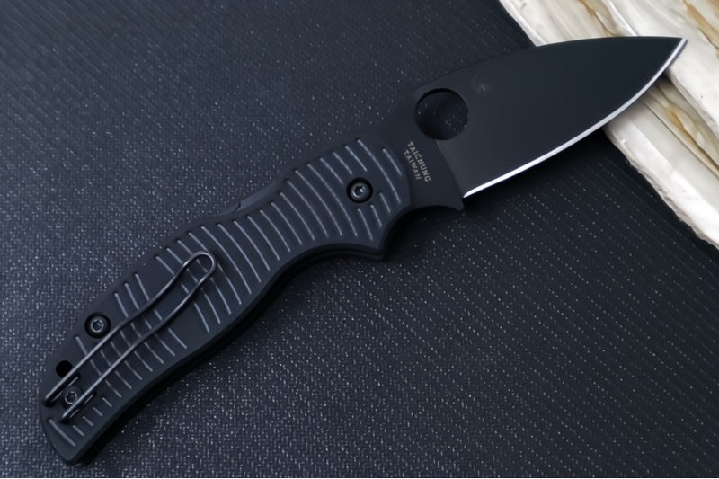 Spyderco Sage 5 Salt - Caribbean Bi-Directional Textured Black G-10 Handle / Black TiCN Blade / CPM-Magnacut Steel - C123GPBKMCBK - Northwest Knives