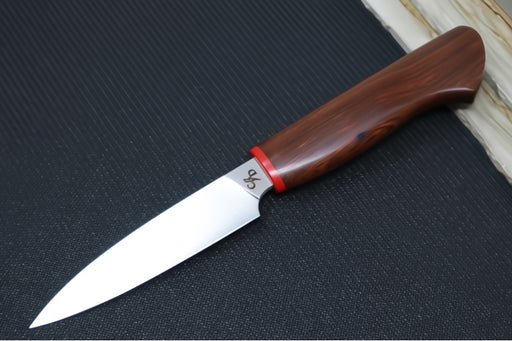 Corey Dunlap Custom Knives - Inazuma 3.5" Paring Knife - Western Style Ironwood Handle ZC0002590 - Northwest Knives