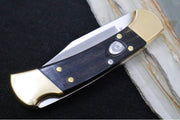 Buck 112 Ranger Auto - Plain Blade / Ebony Wood Handle 0112BRSA-B - Northwest Knives