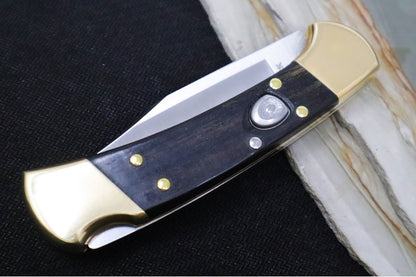 Buck 112 Ranger Auto - Plain Blade / Ebony Wood Handle