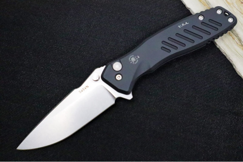 Spartan Blades PALLAS Flipper - Drop Point Blade / CPM-S45VN / Black Aluminum Handle SF3SW