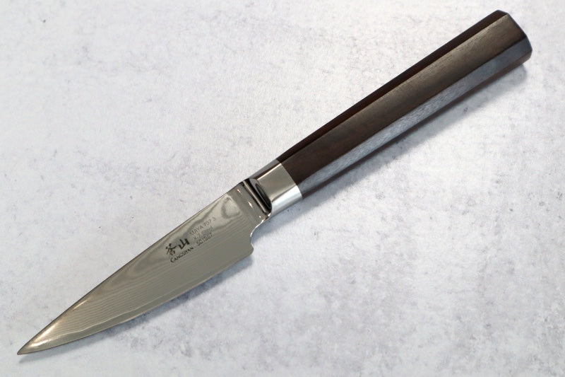 Cangshan Cutlery MAYA Series 3pc Knife Set - Forged X-7 Damascus - Octagon African Blackwood Handle - Dark Walnut Magnetic Sheath 503787 - Northwest Knives