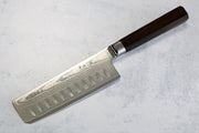 Cangshan Cutlery MAYA Series 5" Nakiri Knife - Forged X-7 Damascus - Octagon African Blackwood Handle - Dark Walnut Magnetic Sheath 505521 - Northwest Knives