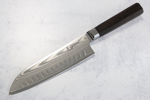 Cangshan Cutlery MAYA Series 7" Santoku Knife - Forged X-7 Damascus - Octagon African Blackwood Handle - Dark Walnut Magnetic Sheath 501905 - Northwest Knives